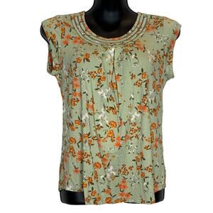 Daniel Rainn Green Floral Print Blouse - Size PS